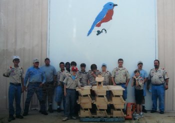 teaching the Boy Scouts how to build bluebird houses